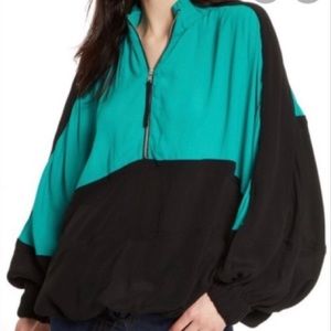 Free People Anorak Colorblock Pullover Jacket Sz XS/S Street Retro Slouchy Boxy